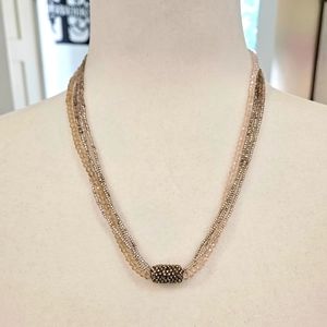 WESTERN CHARM - Pink and Silver Seed Bead Necklace